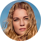 Close-up of a person with blonde hair